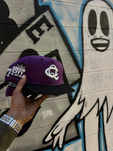 Queen City Snapback hat "purple , black Brim" Carolina blue under brim